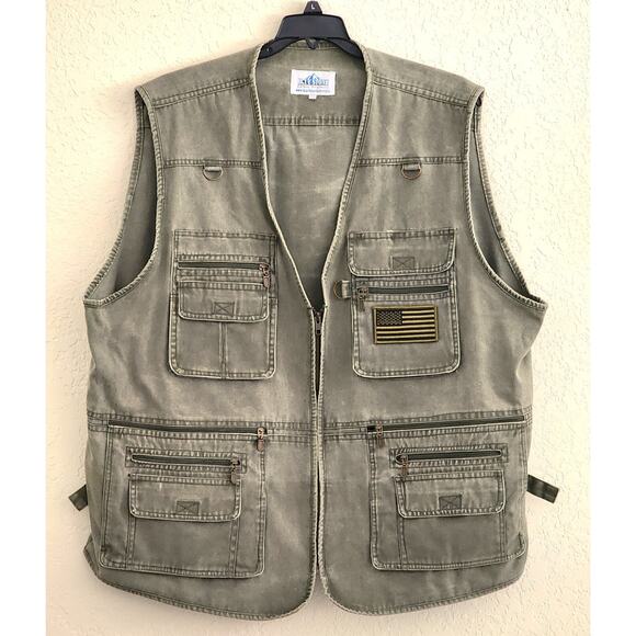 UTILITY VEST-BLUE STONE SAFETY PRODUCTS-Army Green-Multiple Pockets-Size 4XL - Picture 1 of 16